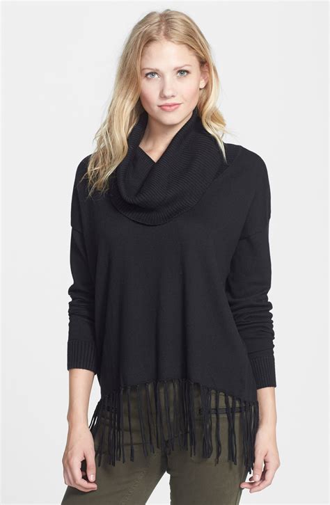 michael kors fringe hem cowl neck sweater|Michael Michael Kors Fringe Cowl.